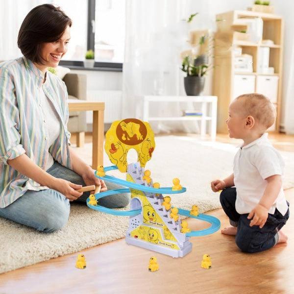 מסלול טיפוס ברווזים צעצוע מדרגות נעות למגלשת ברווזים צבעונית לילדים