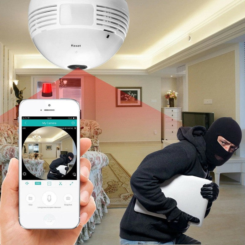 מנורה עם מצלמה נסתרת 360° באיכות 960P לצפייה מרחוק