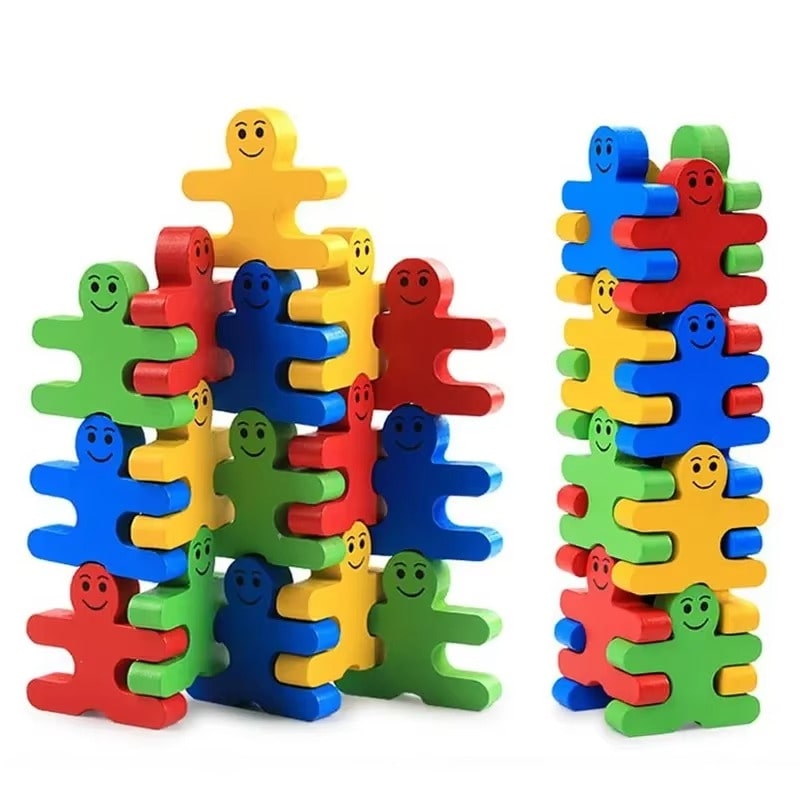 משחק חשיבה אבני בניין מעץ - 16 חלקים לפיתוח מוטוריקה וריכוז לגילאי שנתיים+ – תמונה 2