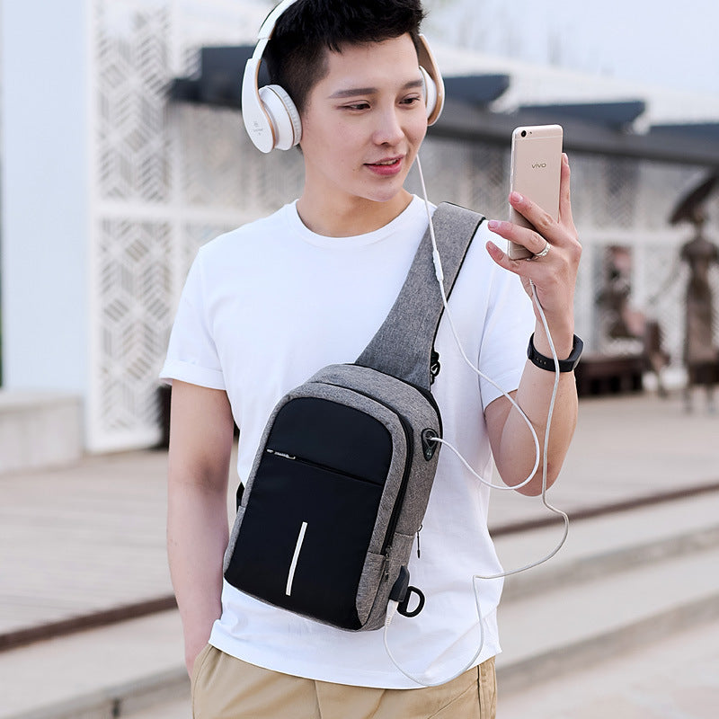 תיק צד למניעת גניבות עמיד במים עם יציאת USB וריפוד מגן לאחסון בטוח – תמונה 2