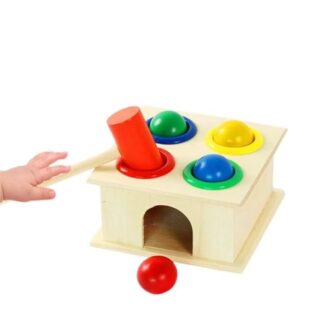 משחק הך פטיש כדורים מעץ לפיתוח המוטוריקה לילדים מגיל שנה