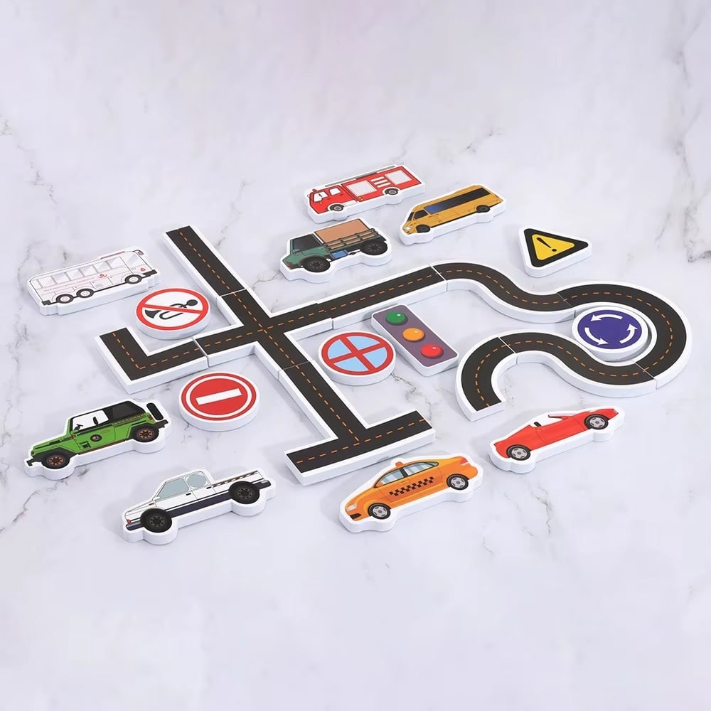 משחק בניית כביש באמבטיה לילדים עם 23 חלקי ספוג צפים – תמונה 2