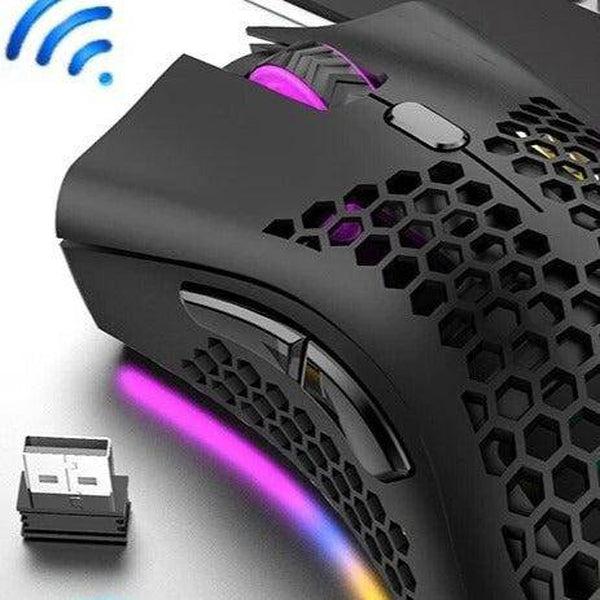 עכבר גיימינג אלחוטי ארגונומי נטען עם תאורת RGB ו־DPI מתכוונן – תמונה 2