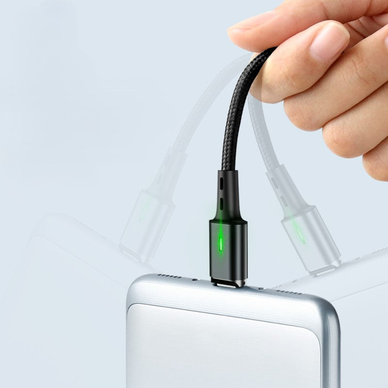 כבל טעינה מגנטי אוניברסלי לכל הטלפונים - Type C, Micro USB, iOS בחיבור 360° – תמונה 3