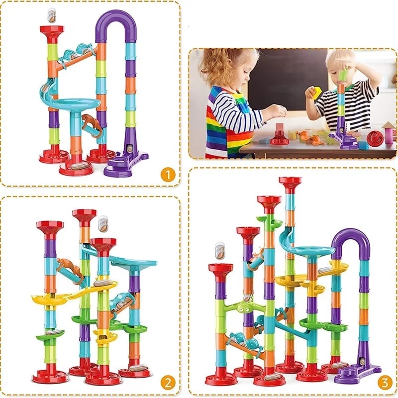 משחק הרכבה מסלול כדורים לילדים - מגדל קומות מפתח חושים ומוטוריקה עדינה – תמונה 2