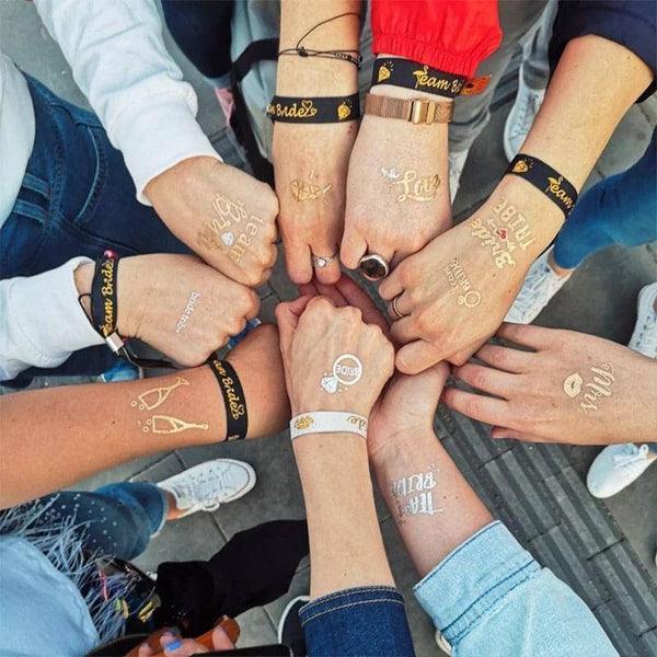 קעקועים למסיבת רווקות – חבילת 10 קעקועים זמניים בזהב – תמונה 2