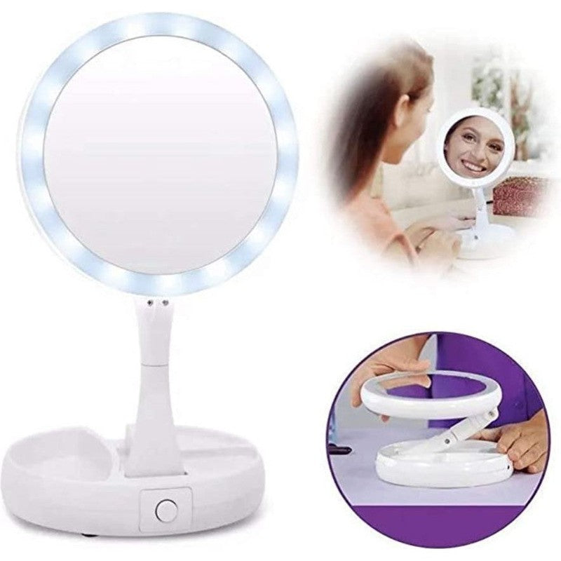 מראת איפור עם תאורה, הגדלה פי 10 וסיבוב 360 מעלות – תמונה 2
