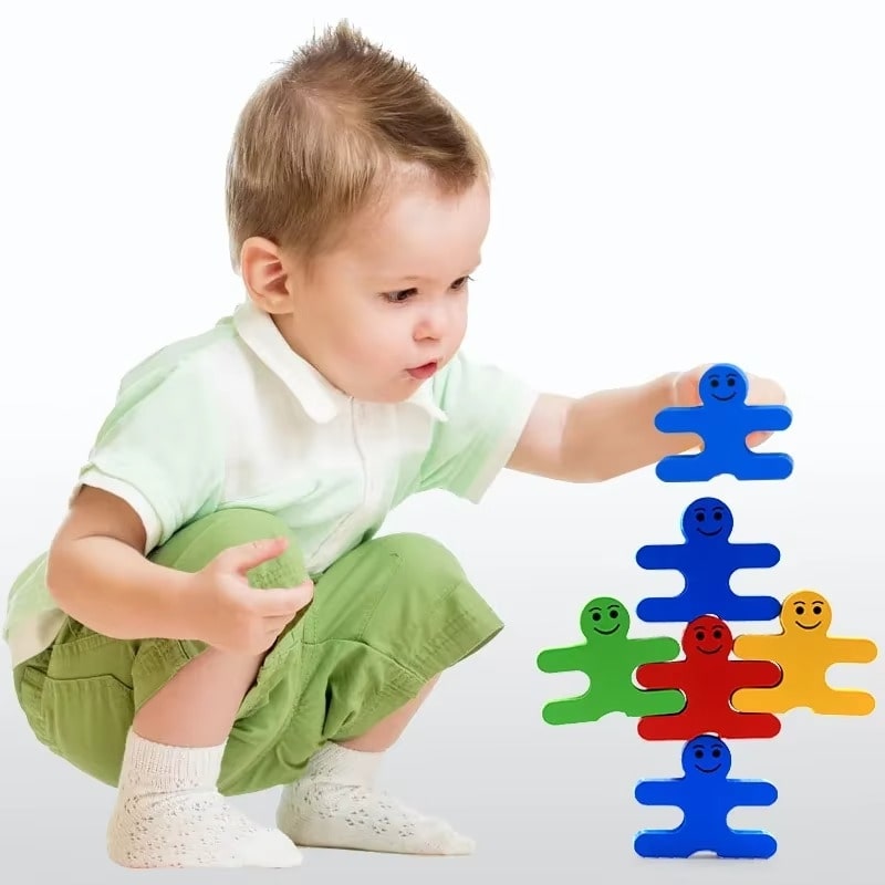 משחק חשיבה אבני בניין מעץ - 16 חלקים לפיתוח מוטוריקה וריכוז לגילאי שנתיים+