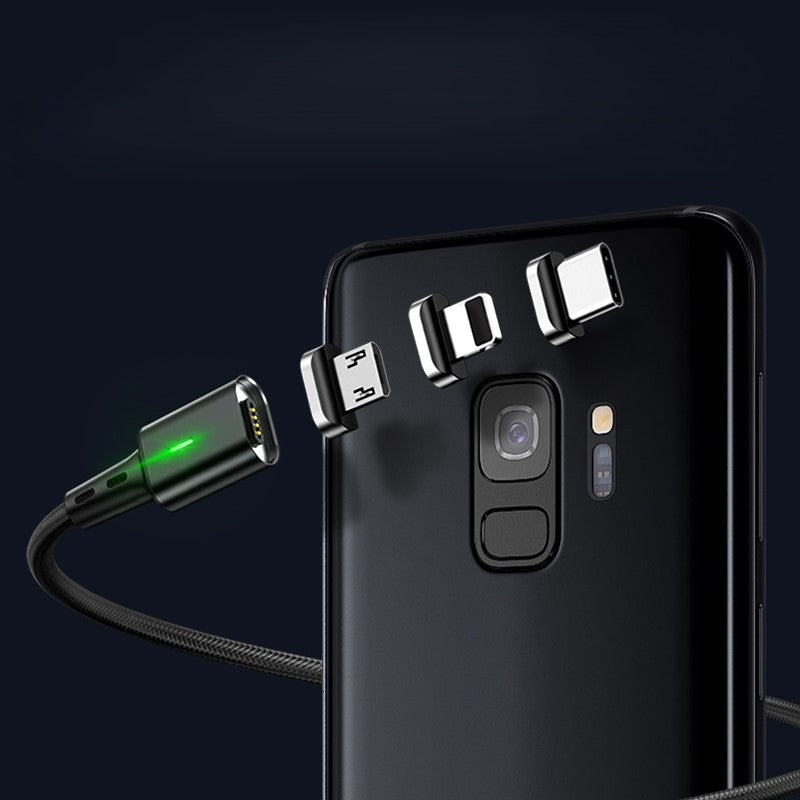 כבל טעינה מגנטי אוניברסלי לכל הטלפונים - Type C, Micro USB, iOS בחיבור 360° – תמונה 4
