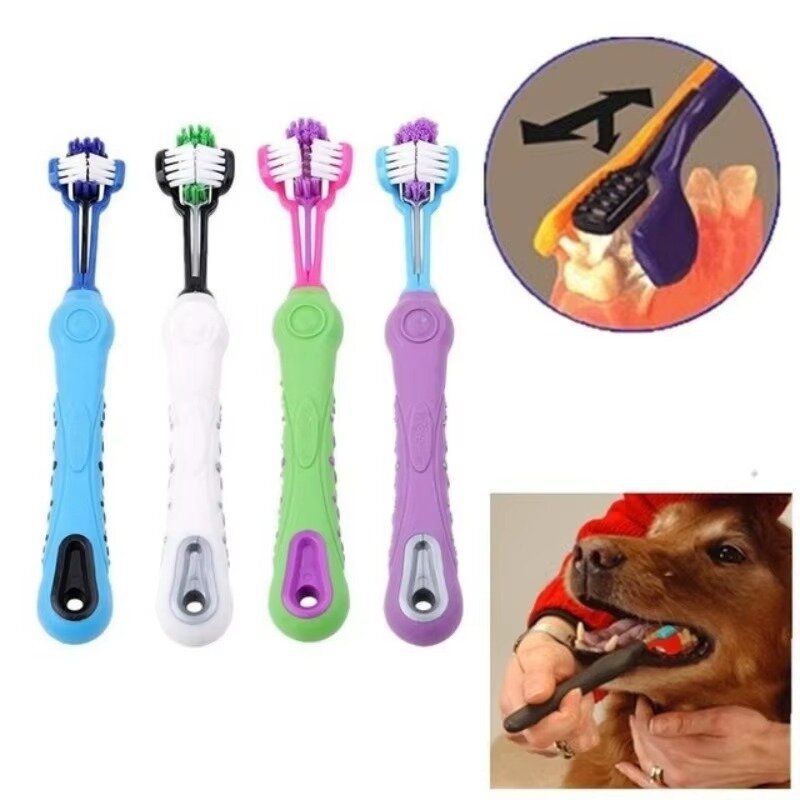 מברשת שיניים לחיות מחמד עם 3 כיווני הברשה לניקוי יסודי – תמונה 3