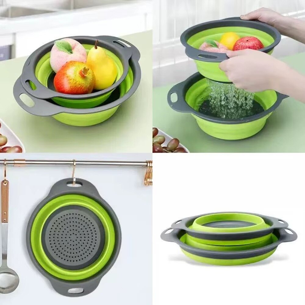 מסננת סיליקון מתקפלת חכמה לשטיפת פירות וירקות - עמידה בחום עד 300° – תמונה 3