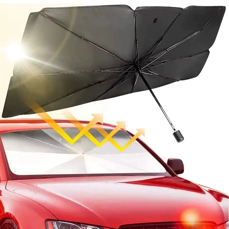 מגן שמש מטרייה לרכב מתקפל - בידוד תרמי וחסימת UV, התאמה אוניברסלית לכל דגמי הרכב – תמונה 5