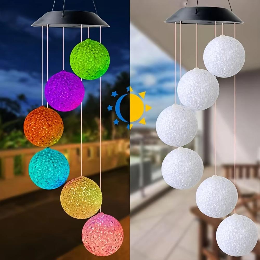 פעמוני רוח סולאריים עם תאורה צבעונית לגינה ולמרפסת – תמונה 4