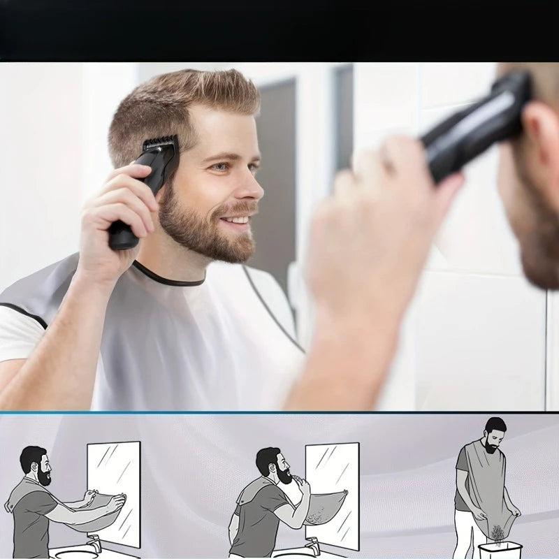 סינר גילוח לגבר רב פעמי לאיסוף זיפים ושיער בקלות – תמונה 2