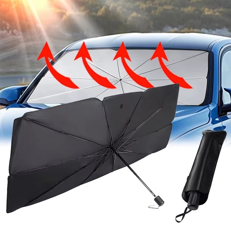 מגן שמש מטרייה לרכב מתקפל - בידוד תרמי וחסימת UV, התאמה אוניברסלית לכל דגמי הרכב – תמונה 6