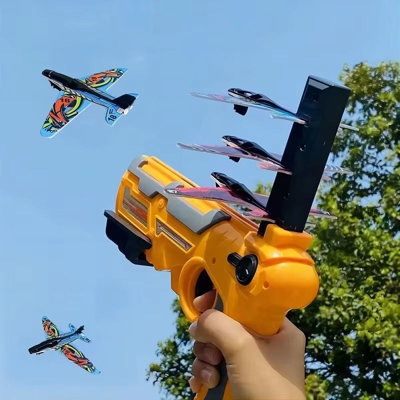 רובה משגר מטוסים לילדים עם 4 מטוסים לטווח 10 מטרים – תמונה 2