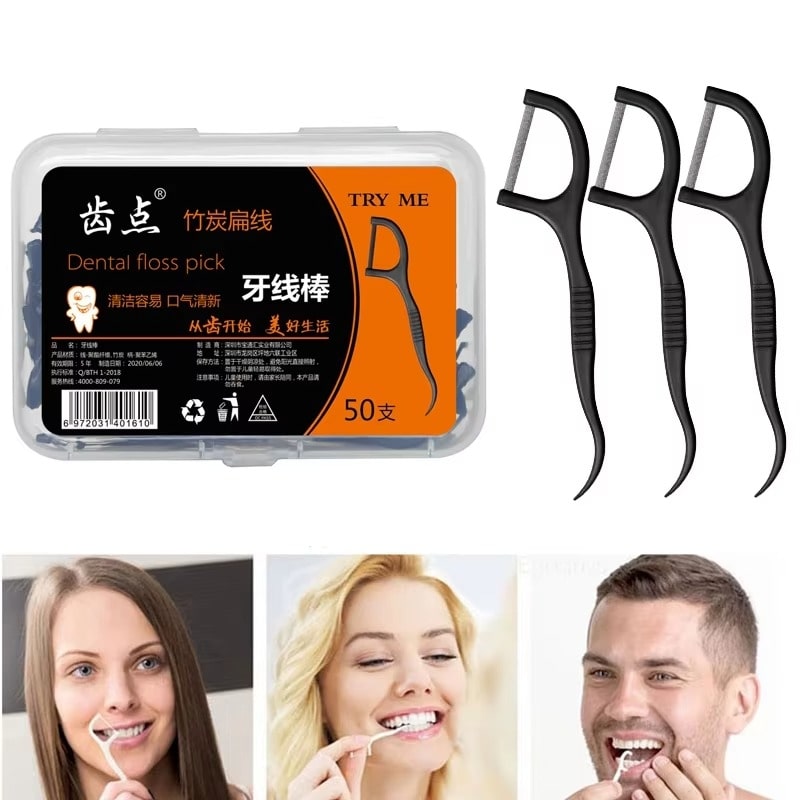 מקלות חוט דנטלי עם פחם פעיל לניקוי עמוק – 20 יחידות – תמונה 4