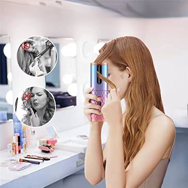 מסלסל שיער אלחוטי אוטומטי קרמי עם צג דיגיטלי וסוללת ליתיום נטענת – תמונה 4