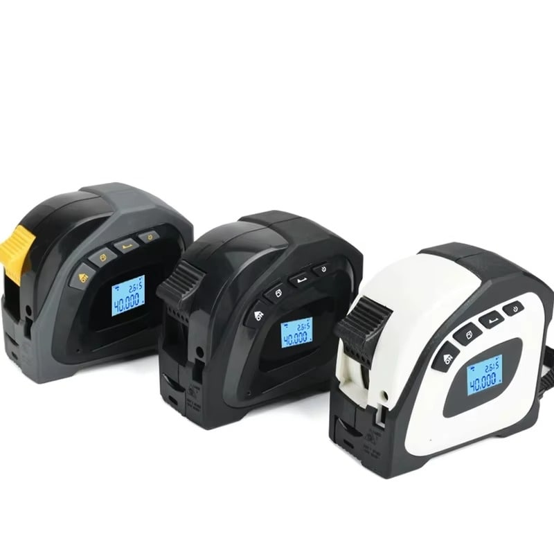 מטר לייזר דיגיטלי נטען עם סרט מדידה 2 ב-1, מסך LCD ותצוגה מוארת לעבודה מדויקת בחושך – תמונה 5
