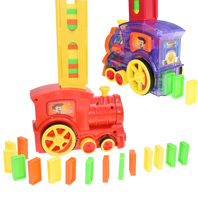 רכבת דומינו לילדים - ערכת משחק אוטומטית עם 60 אבני דומינו צבעוניות – תמונה 6
