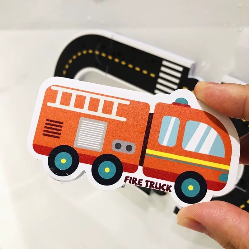 משחק בניית כביש באמבטיה לילדים עם 23 חלקי ספוג צפים – תמונה 3