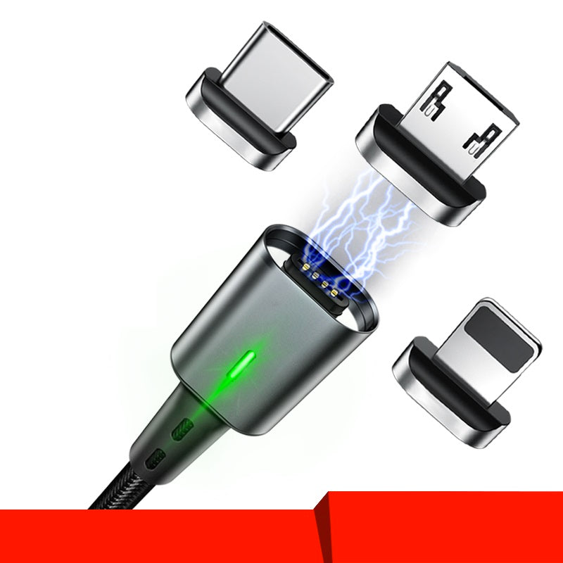 כבל טעינה מגנטי אוניברסלי לכל הטלפונים - Type C, Micro USB, iOS בחיבור 360° – תמונה 6