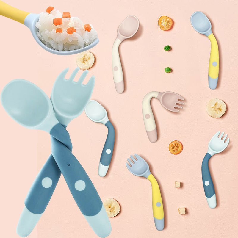 סט סכום סיליקון לתינוקות - כף ומזלג רכים לאכילה עצמאית ובטוחה מגיל 6 חודשים – תמונה 4