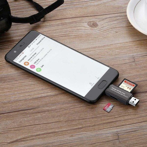קורא כרטיסים SD TF רב תכליתי עם חיבור USB ו-OTG להעברת קבצים מהירה לנייד – תמונה 4