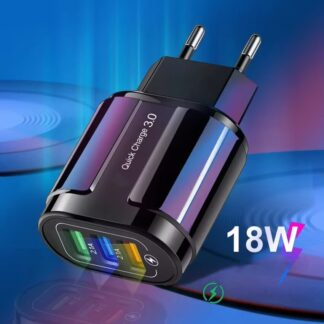 מתאם USB לטעינה מהירה עם 3 יציאות וטכנולוגיית QC3.0